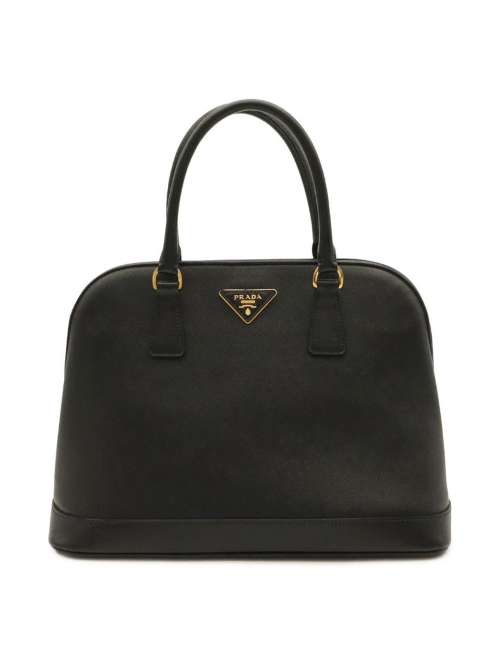 Prada Saffiano Tote 2-Way Shoulder Bag Leather Nero Black Gold